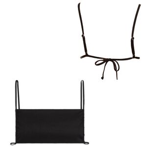 We wore what Size S ruched bandeau top black strappy beachy crop sleeveless